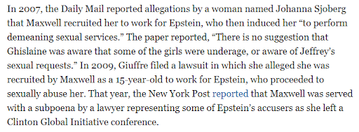 Chelsea Clinton, also in Epstein’s black book, maintained a close relationship with Ghislaine Maxwell who was “participating in the Clinton Global Initiative as recently as 2013” https://www.politico.com/story/2019/07/21/jeffrey-epstein-trump-clinton-1424120