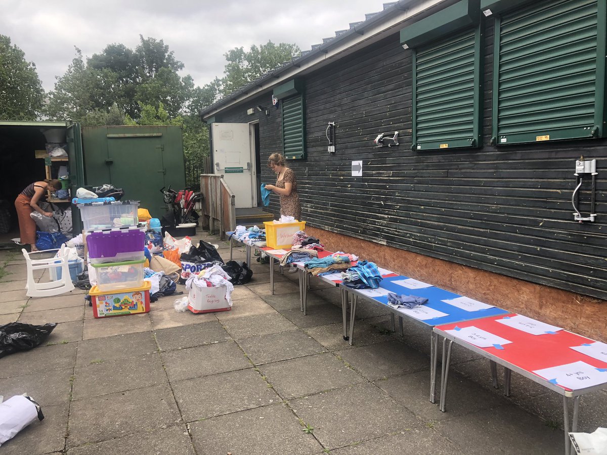 SmallProjectUK's tweet photo. Container clear-out day! We took advantage of the sunshine to do a big sort. Got through pretty much everything!!! (And made and sent out bundles too, thanks @goodgym_southwark!) Now we’re even more ready for the next set of referrals to come in! #makeasmalldifference https://t.co/EER7uRXcU8