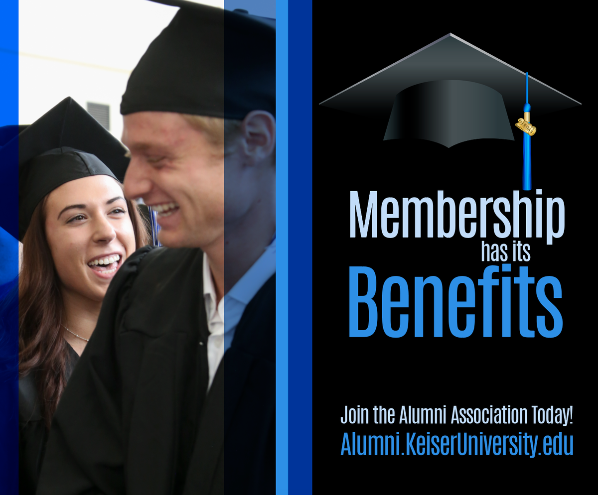 KeiserU's tweet photo. Join the Keiser Alumni Association at https://t.co/6MYtJGvFhY and discover all the BENEFITS you get in return, and it doesn't cost a thing!
#KeiserUniversity #KeiserAlumni #KeiserGrad #Classof2020 #KUAlumni https://t.co/FiDVAvB11B