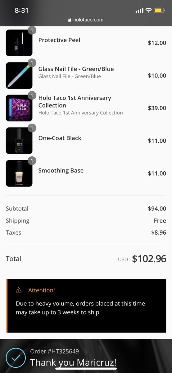 marichuy2798's tweet photo. I got them!!!!! I’m so excited! I’ve gotten all your collections so far! @holotaco @nailogical https://t.co/vaxWLRDhT9