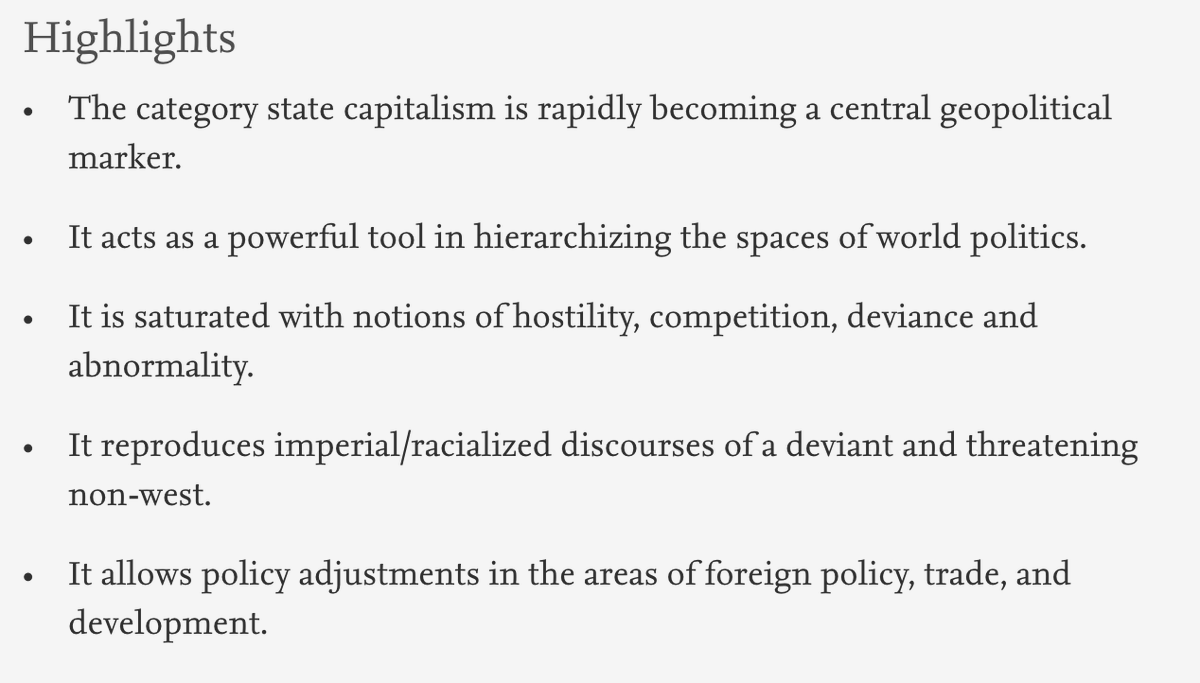 HeikoBorchert's tweet photo. Framing a new #narrative is not only a #discoursive act, but also affects #policymaking as this powerful paper by @IliasAlami & @DrAdam_Dixon on #statecapitalism convincingly illustrates. Required reading for all #strategicaffairs aficionados! Link: https://t.co/X5p4LMjeTT https://t.co/SBEENh9oJw