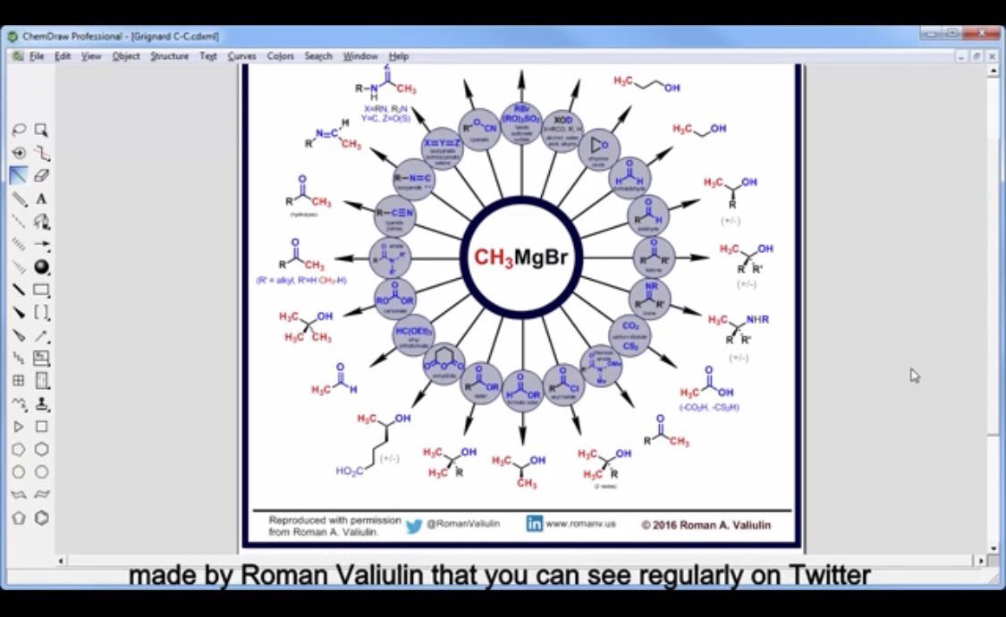 RomanValiulin's tweet photo. How to REALLY use ChemDraw 17 (ChemDraw Magic 4) YouTube ➡️https://t.co/ckJXPm6LHy Find some of my ChemInfoGraphics: ➡️ File ➡️ Open Samples ➡️ Grignard C-C 🤗 Available in ⚗️ChemDraw 17, ChemDraw 18, ChemDraw 19 @ChemDraw 👍 https://t.co/ER8yywxcbl