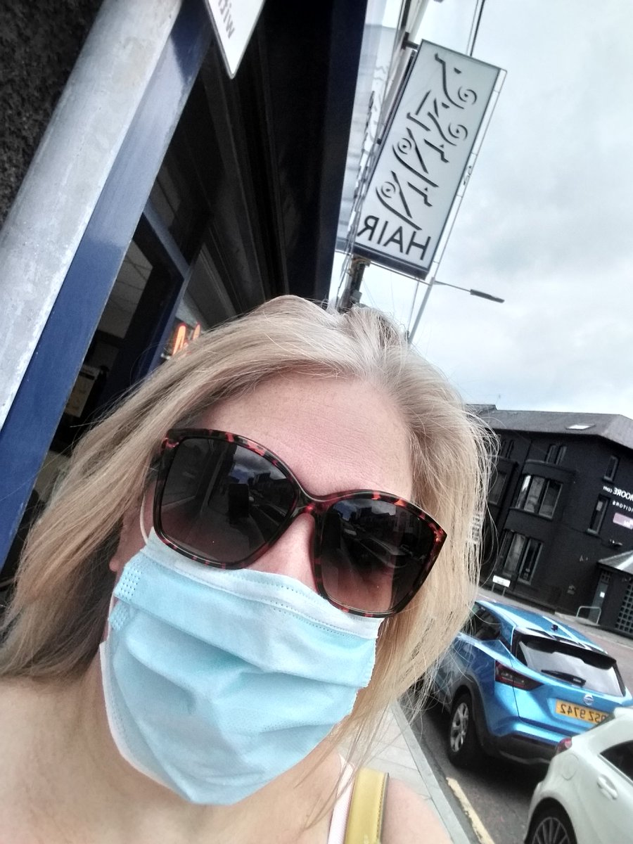KarenDouglas_NI's tweet photo. Thanks as ever to Chelsea #JazzHair #Bangor who tamed my mane! A therapeutic hair wash, followed by a cut and blow dry. Great protective measures in place for staff and customers alike #PPE #FeelingHumanAgain #IMissedYou #PamperTime #SupportLocal 😷🙏💆♀️💇♀️💛 https://t.co/76IZEIGYtU