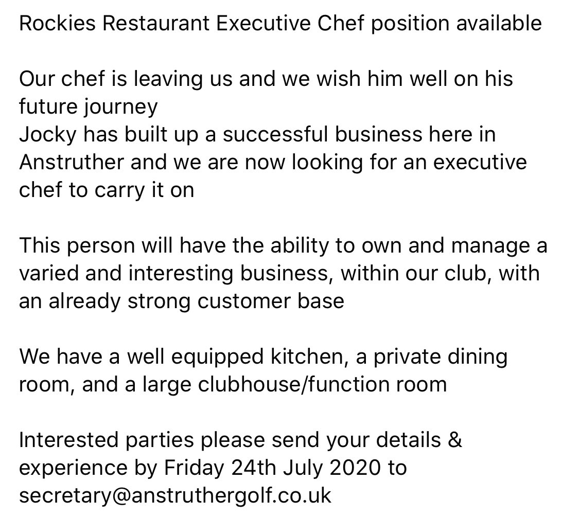 AnstrutherGolf's tweet photo. We have an exciting opportunity available for the right person

Please see below, RTs appreciated https://t.co/FOxtT9s5S3