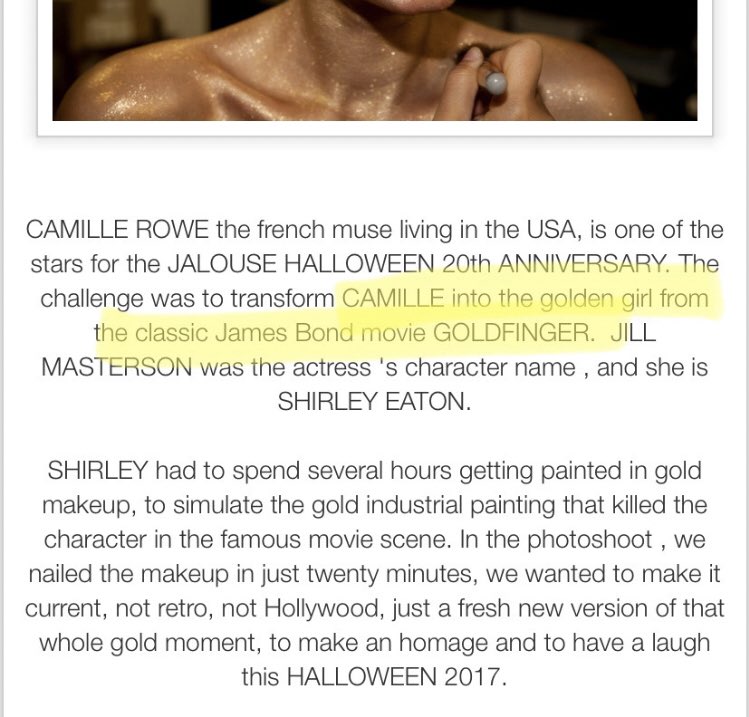 camillexrowe's tweet photo. Camille was painted in GOLD GLITTER for a shoot. wish some Harry fans would stop spreading lies and making it seem as if she was doing black face https://t.co/4lo1kZYqeD