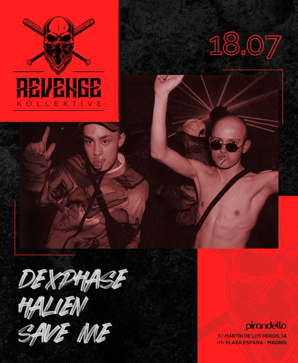 SAT, 18 JUL 2020 | 23:59 - 06:00
Revenge Kollektive 

Apúntate en lista online aquí 👉🏼: salapirandello.com/venta-de-entra…