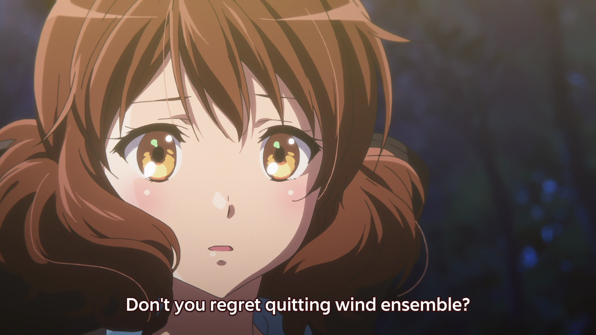 Aoi and Kumiko are similar but different. They both had a point where band was more of a pastime rather than anything serious. However, the two strayed away in opposite directions as they began realizing their own passions. The lighting shows they're living in separate worlds.