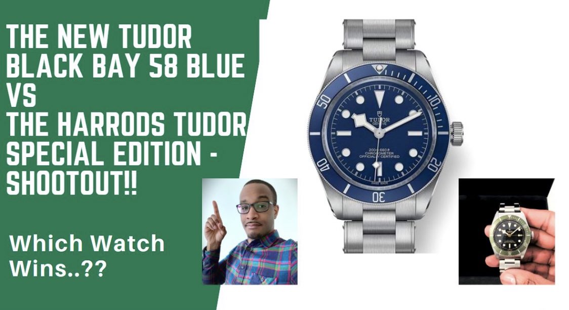 AMichaelsyt's tweet photo. My latest video is premiering at 7:45pm UK time - enjoy! The New Tudor Black Bay 58 Blue vs The Harrods Tudor Special Edition -Sh... https://t.co/NXEaKWxccd via @YouTube https://t.co/lpKTM90DRk