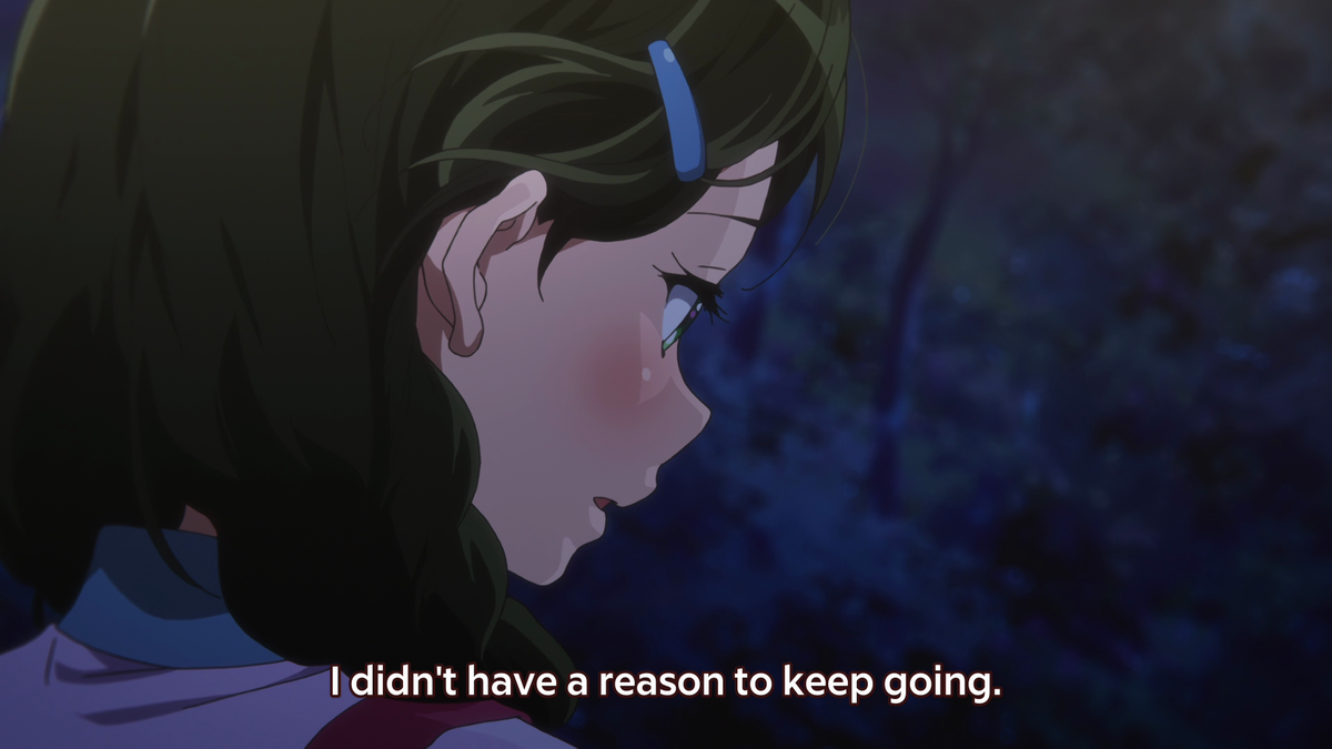 The lighting also leaves Kumiko in a spotlight as Aoi begins making steps towards her own goals. These steps are emphasized by the low shot focusing on Aoi's footsteps. Now Kumiko has to move forward just like Aoi, it's literally Kumiko's time to shine.