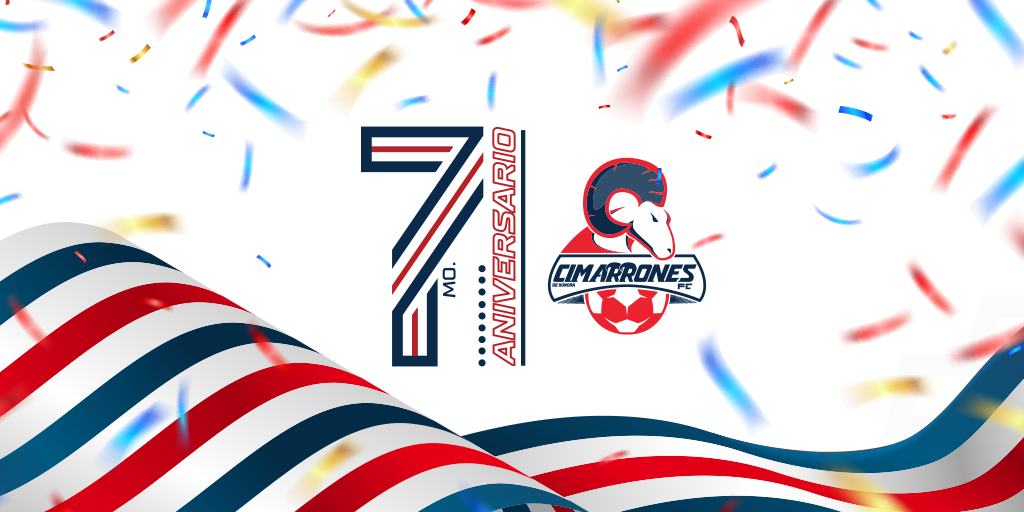 CimarronesFC's tweet photo. 🎉 ¡Estamos de fiesta!🎊

🔵⚽🔴 Cumplimos 7 años siendo el equipo de futbol en Sonora, ha sido un camino de triunfos, aprendizaje y crecimiento. Creemos en nuestro proyecto y seguimos adelante en todo momento. 🐏

#7moAniversarioCimarrones https://t.co/GuFlb0GCwb