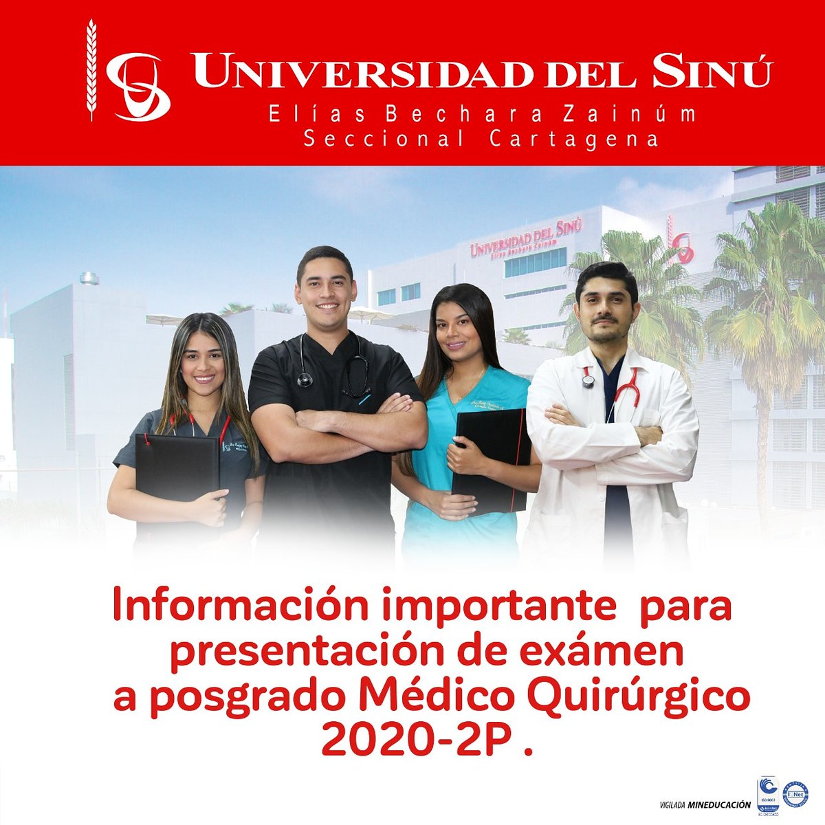UniSinuctg's tweet photo. Estimado aspirante, hemos creado este espacio donde podrás encontrar los horarios, procesos de inscripción de las pruebas y requisitos para presentar tu examen a posgrados Médico Quirúrgicos, ingresa a: https://t.co/ZMJ8EPKwiW y consulta los manuales. #ConectadosPorTi https://t.co/DCySKyBBFh