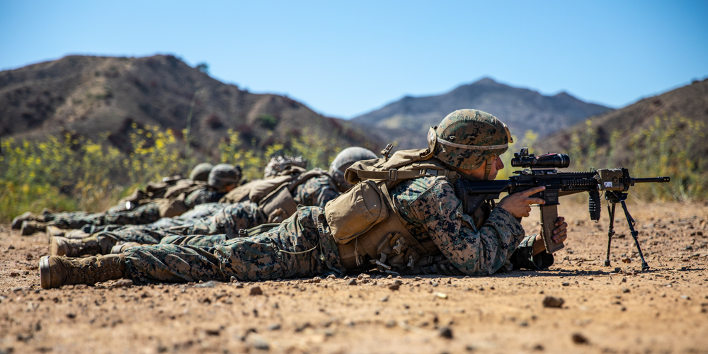 USMC's tweet photo. Range x 2

Marines with @1st_Marine_Div conduct marksmanship training on @MCIWPendletonCA, improving the unit’s infantry skills. https://t.co/oNtos0f2QS