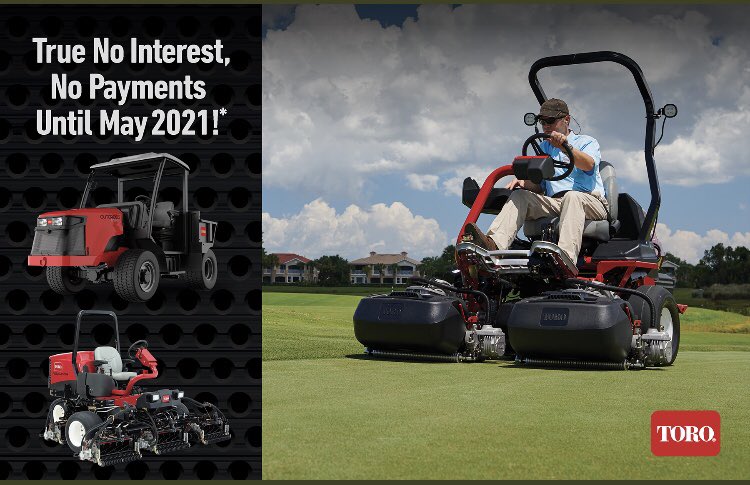 ReindersToro's tweet photo. Get the @ReindersToro Commercial products you need now with a TRUE 0% Interest &amp; Zero Payments until May 2021.  + the option to pay it off with no interest charges before your first payment begins.  Contact your @Reindersinc sales rep for further details. https://t.co/DccOmZSvpM