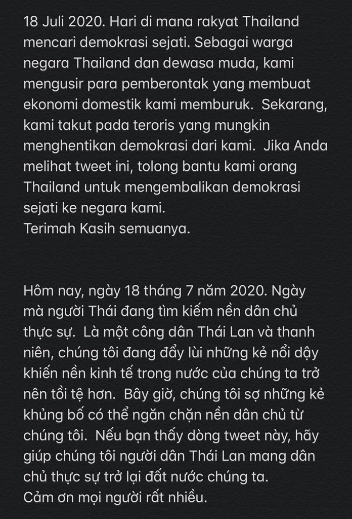 LILITEAMTH327's tweet image. การเมือง และประชาธิปไตย เป็นเรื่องของพวกเราทุกคน อนาคตของประเทศก็เช่นกัน

มาช่วยกันติดแท็กเพื่อให้ทุกคน ซึ่งรวมถึงนานาประเทศ ได้รับทราบถึงข้อเท็จจริงที่เกิดขึ้นด้วยกันนะคะ

//ขอบคุณเจ้าของภาพค่ะ
#เยาวชนปลดแอก #respectdemocracyTHAI