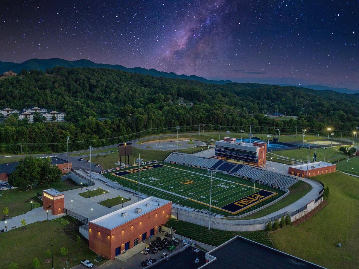 A Buccaneer Twilight of Greene Stadium courtesy of @CityAerial! #ETSUTough | #StrongerTogether