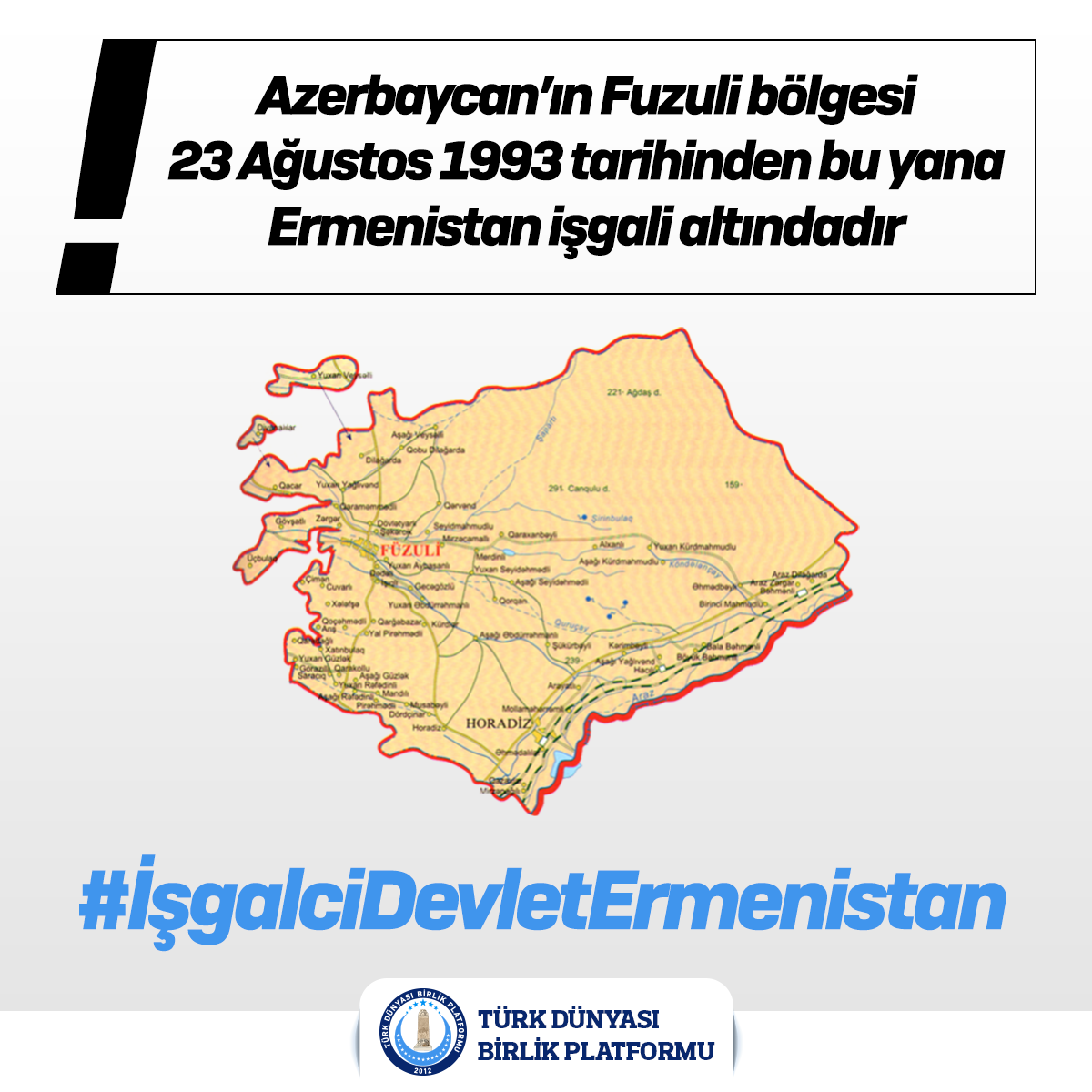 TurkDunyasiBir's tweet photo. Azerbaycan’ın Fuzuli bölgesi 23 Ağustos 1993 tarihinden bu yana Ermenistan işgali altındadır!

#işgalcidevletermenistan https://t.co/OaCX9g4w94