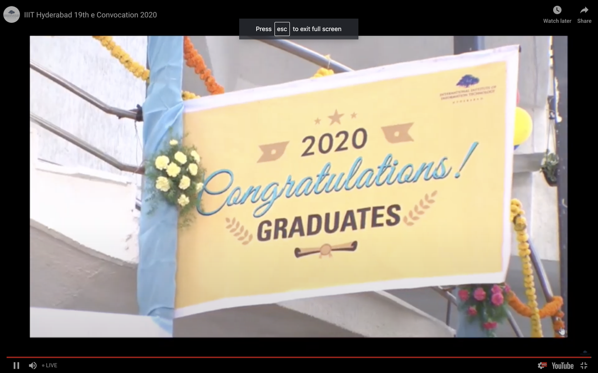 ponguru's tweet photo. From 19th Convocation of #iiith. Prof. Raj Reddy @CarnegieMellon @SCSatCMU gave his advice for the graduating batch. Post convocation, met with all students who worked with me from #Classof2020. #iiithyderabad #EConvocation2020 \c @iiit_hyderabad @devvarma @PJNarayanan https://t.co/l8KZx60PYp