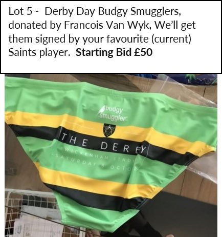 Just 48hrs left to bid on these.  Email admin@northamptonsaintsfoundation.org to place a bid. Closes 5pm Monday