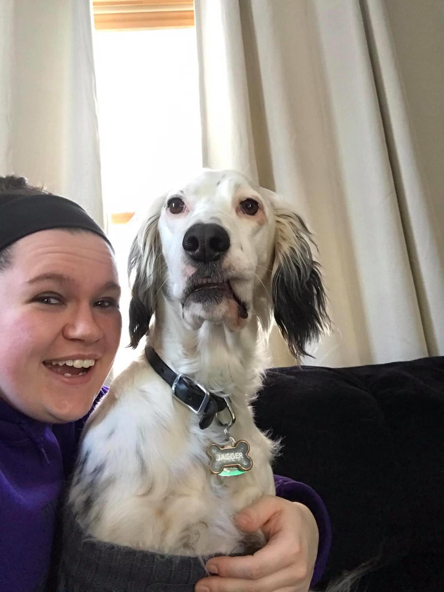 Taylork185's tweet photo. @RaeRaeBradley 💕 I know I haven’t tweeted you in ages but hey on the bright side In the 2 years after I met you and Titus I turned life around and it’s been pretty uhh well not grand but livable 👏 here’s the cute part I asked jagger to take a selfie with me and the result is: https://t.co/v7lf0FeqFR