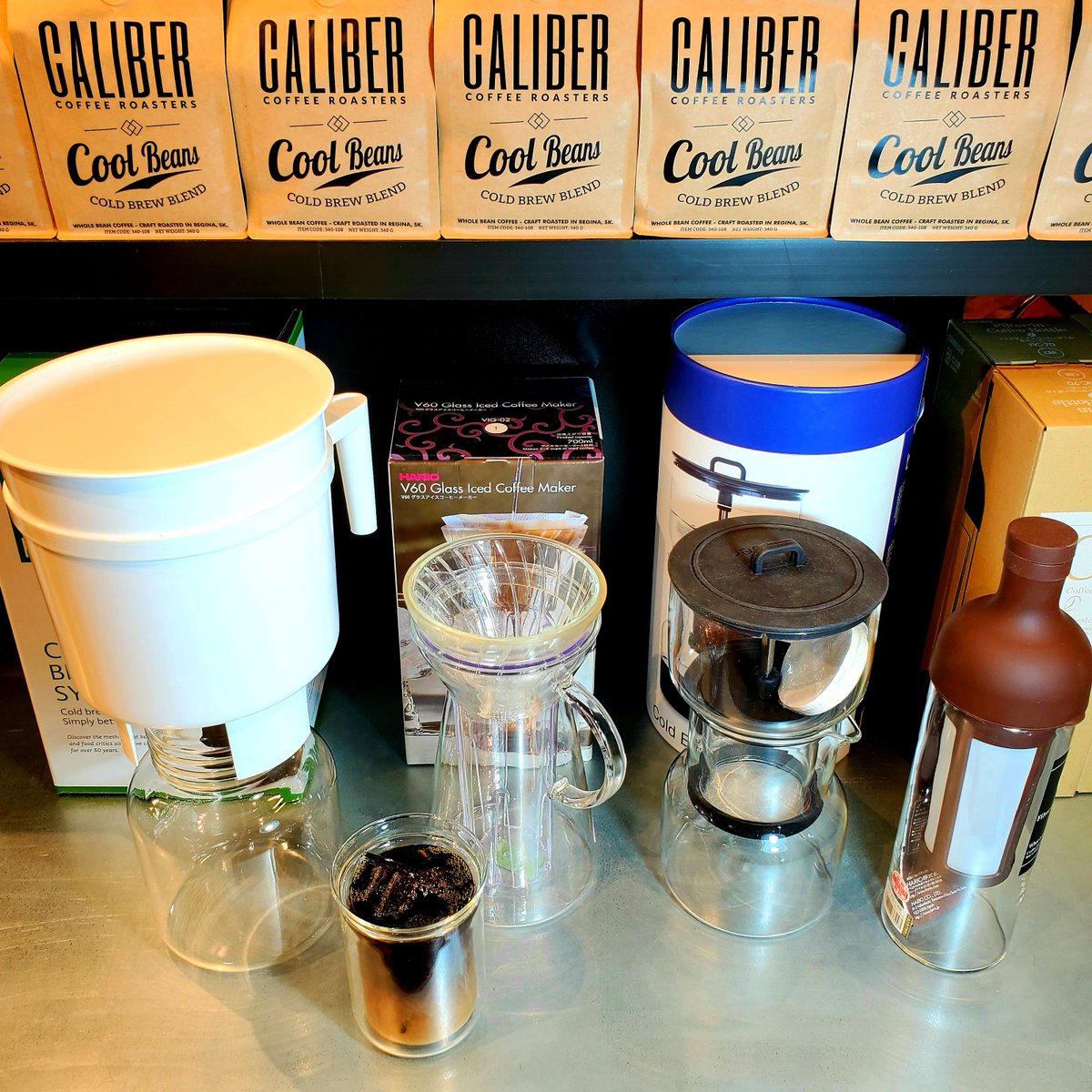CaliberCoffee's tweet photo. For those who take cold brewing serious, we’ve got you covered! Featured: #ToddyHomeColdBrewSystem #HarioV60GlassIceCoffeeMaker #BruerSlowDripColdBrewCoffeeMaker #HarioFilterInCoffeeBottle #FellowDoubleWalledTastingGlasses #CaliberCoffeeyqr #ColdBrew #IceCoffee #Camping #Beach https://t.co/ft2uBp286h