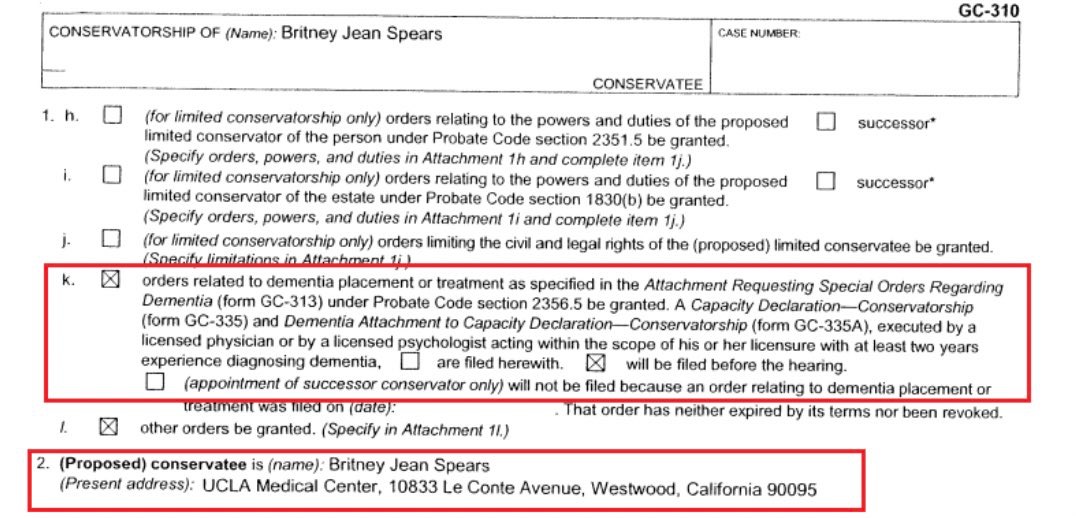 That same day, Britney Spears' father had all the paperwork ready to ask the court to put her under what is called a 'conservatorship.' In court documents, her father claimed she had a "dementia-related illness" which is inconsistent with Britney's ability to tour.  #FreeBritney