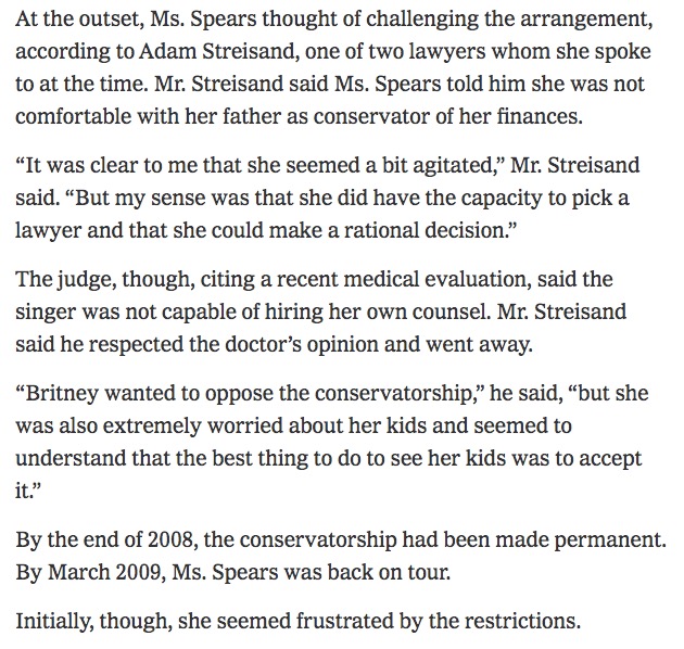 On February 4th, a high-profile lawyer Britney hired named Adam Streisand went to court claiming the singer did not want her father in control of her finances. The court said Britney couldn't pick her own attorney and ejected him from the courtroom.  #FreeBritney