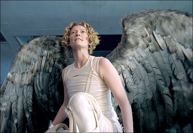 Devon_OnEarth's tweet image. Movie Fact: Constantine (2005) was the first movie in which editors were not forced to digitally remove Tilda Swinton's wings