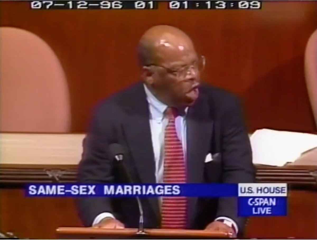 And here’s the video of Lewis’s floor speech ahead of the DOMA vote. It’s worth the watch today.  https://www.c-span.org/video/?c4399400/user-clip-john-lewis-doma-1996