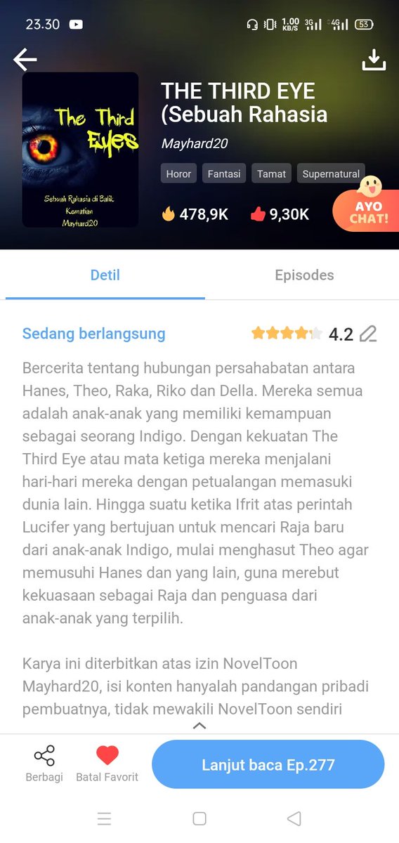 mayhard_20's tweet photo. Novel Update
The Third Eye
Part 277
Gua Tersembunyi

Genre: Horor, Fantasi &amp; Misteri
Link:  https://t.co/rk8MsFoVNt

Tersedia di aplikasi Noveltoon (Ios/Android)
#horor 
#bacahoror 
#CeritaSeram 
#CeritaHantu 
#noveltoon 
#misteri https://t.co/MuC9yB2M0h