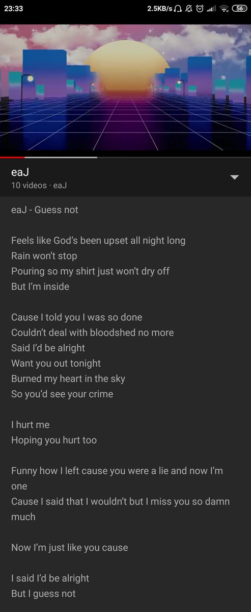 Lyrics Guess Not itu tentang realitas yang ternyata berbeda sama harapan + pikiran kita.Kita pikir bakalan dapet feedback positive, ternyata engga.Kita pikir kita udah muak dan bisa ninggalin segalanya tanpa merasa sakit, ternyata engga.