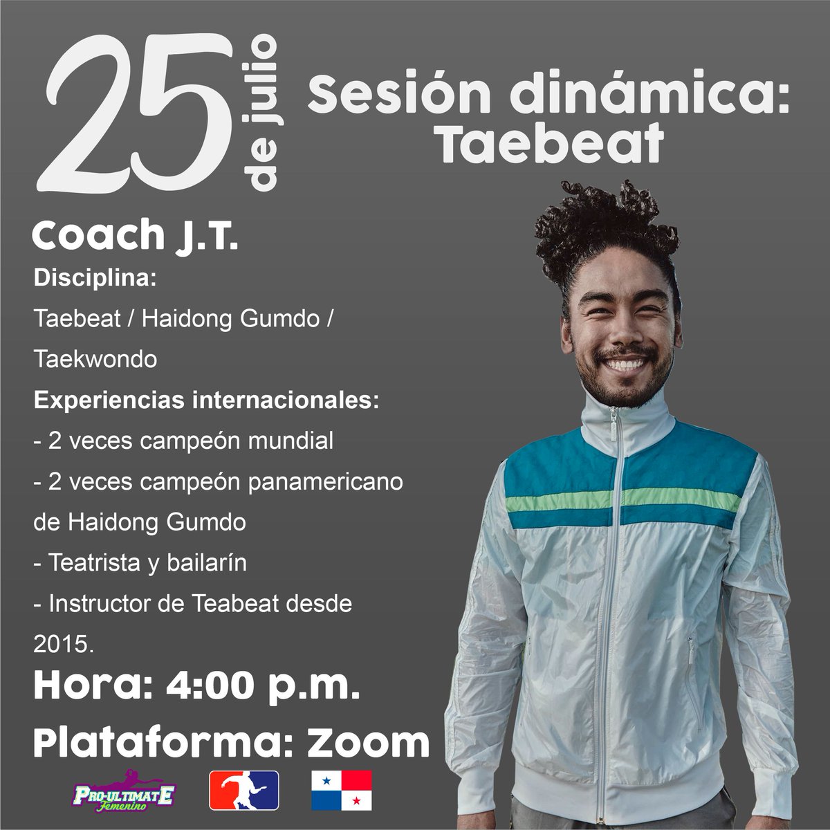 UltimateFemPty's tweet photo. Taekwondo y buco bailoteo con el coach José Teng es lo que tenemos para la sesión dinámica de Taebeat. Ven a sudar, bailar, reírte y divertirte con la super energía y carisma de JT. ✨🥋

#Ultimate: el deporte que nos une - Versión #Femenina" https://t.co/K0h67r3NJy