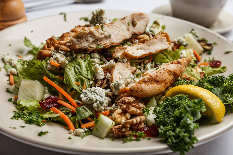DrusillaPlace's tweet photo. Can’t make up your mind for lunch? Try our Apple Bleu Cheese and Walnut Salad with grilled chicken. Delicious and good for you! #Drusilla #Seafood https://t.co/YaFeDL6ser