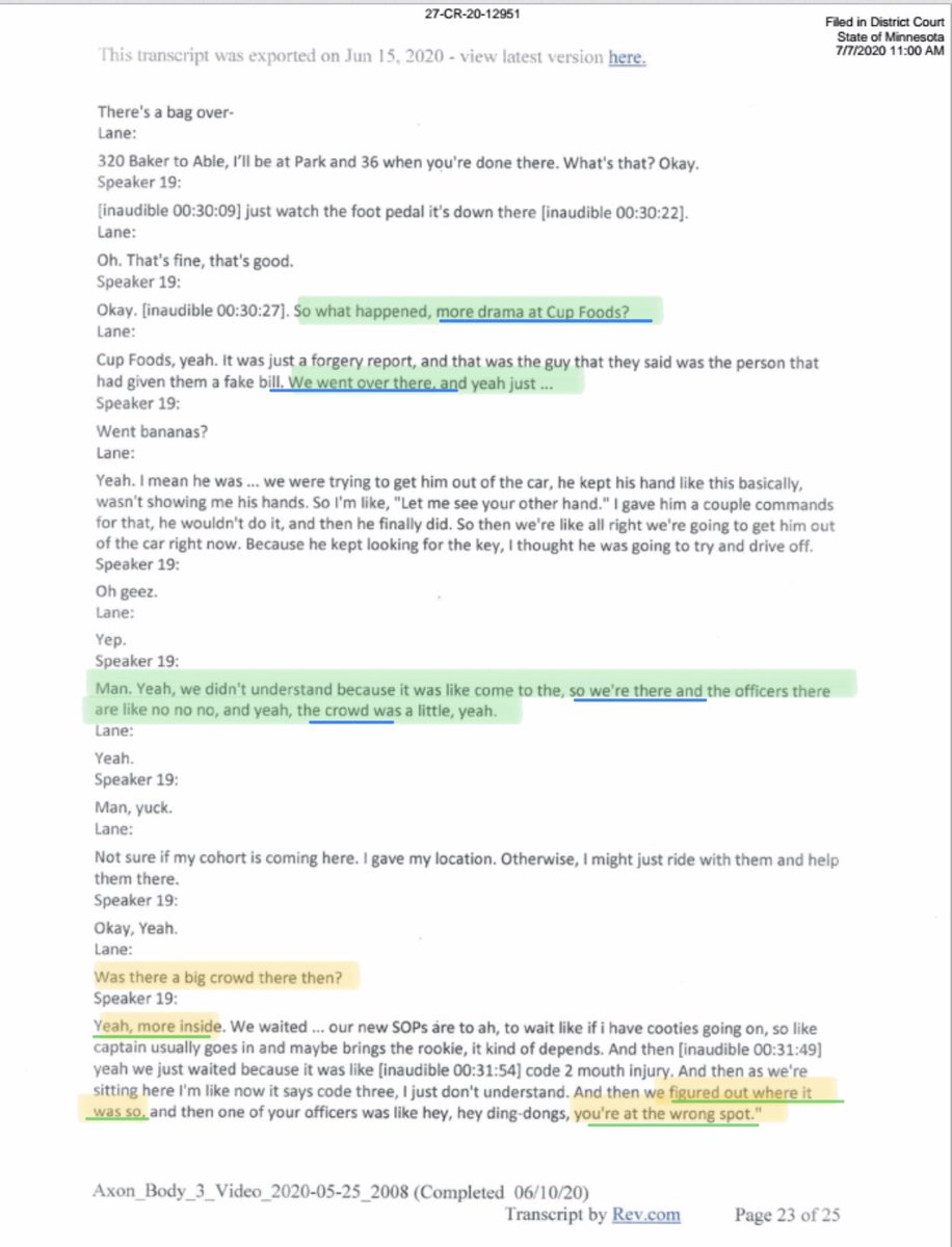 He also says “I’m not that kind of guy” multiple times.He pleads with Officer Lane telling him he is scared, and tries to reassure him that “I don’t want to do nothing to them!”