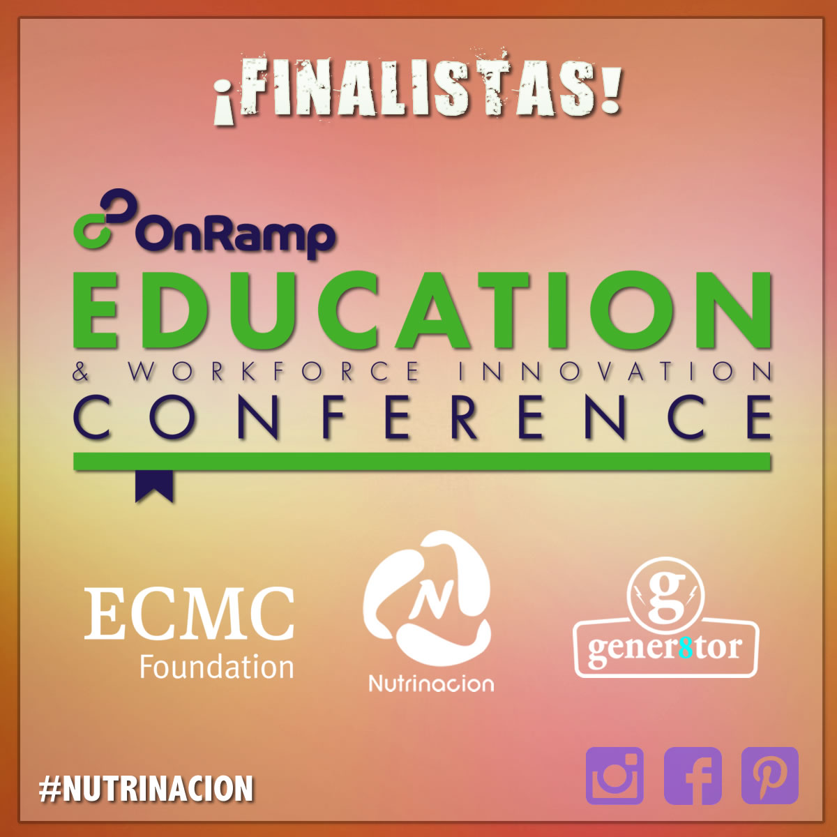 @NUTRINACIONcom  es finalista internacional OnRamp Education & Workforce Innovation Conference Starup Finalists gracias al respaldo #Gener8tor 

💜 #NUTRINACION #Educacion #Salud #education #OnRamp2020 #startup #OnRampEdu #ResponsabilidadSaludable