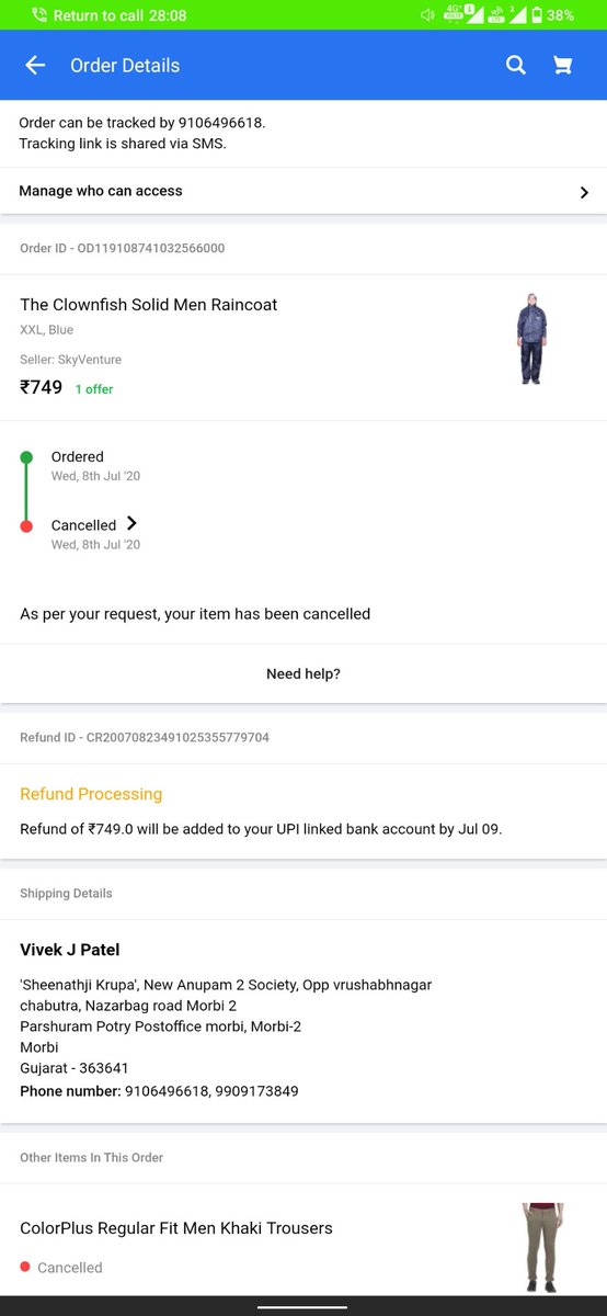 VIVEKJPATEL's tweet photo. @Flipkart 
Order Placed and Canceled ,8th July ,2020
Within 30 Min, refund is still pending.....🤬🤬🤬🤬 Avg days of holding such amount is 10 based on my case avg buyers who face this problem 1000000. Avg amount of interest benifit co have per 10 days is 15000000 profit 1500000 https://t.co/k915QTuEc1