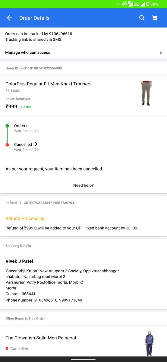 VIVEKJPATEL's tweet photo. @Flipkart 
Order Placed and Canceled ,8th July ,2020
Within 30 Min, refund is still pending.....🤬🤬🤬🤬 Avg days of holding such amount is 10 based on my case avg buyers who face this problem 1000000. Avg amount of interest benifit co have per 10 days is 15000000 profit 1500000 https://t.co/k915QTuEc1