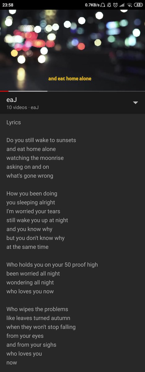 Kalo di 50 Proof ini, aku malah ngerasanya lyrics ini berbicara pada diri kita sendiri.Dalam artian, bukan untuk orang lain, tapi malahan dialog-dialog yang seringkali muncul di otak kita.Diri kita kasihan sama diri kita sendiri yang udah menderita selama ini.