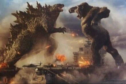 Breaking: The first official look at Godzilla and Kong facing off has been revealed. The image was found on the back of the new Godzilla vs. Kong Playmates Toys figure packaging.