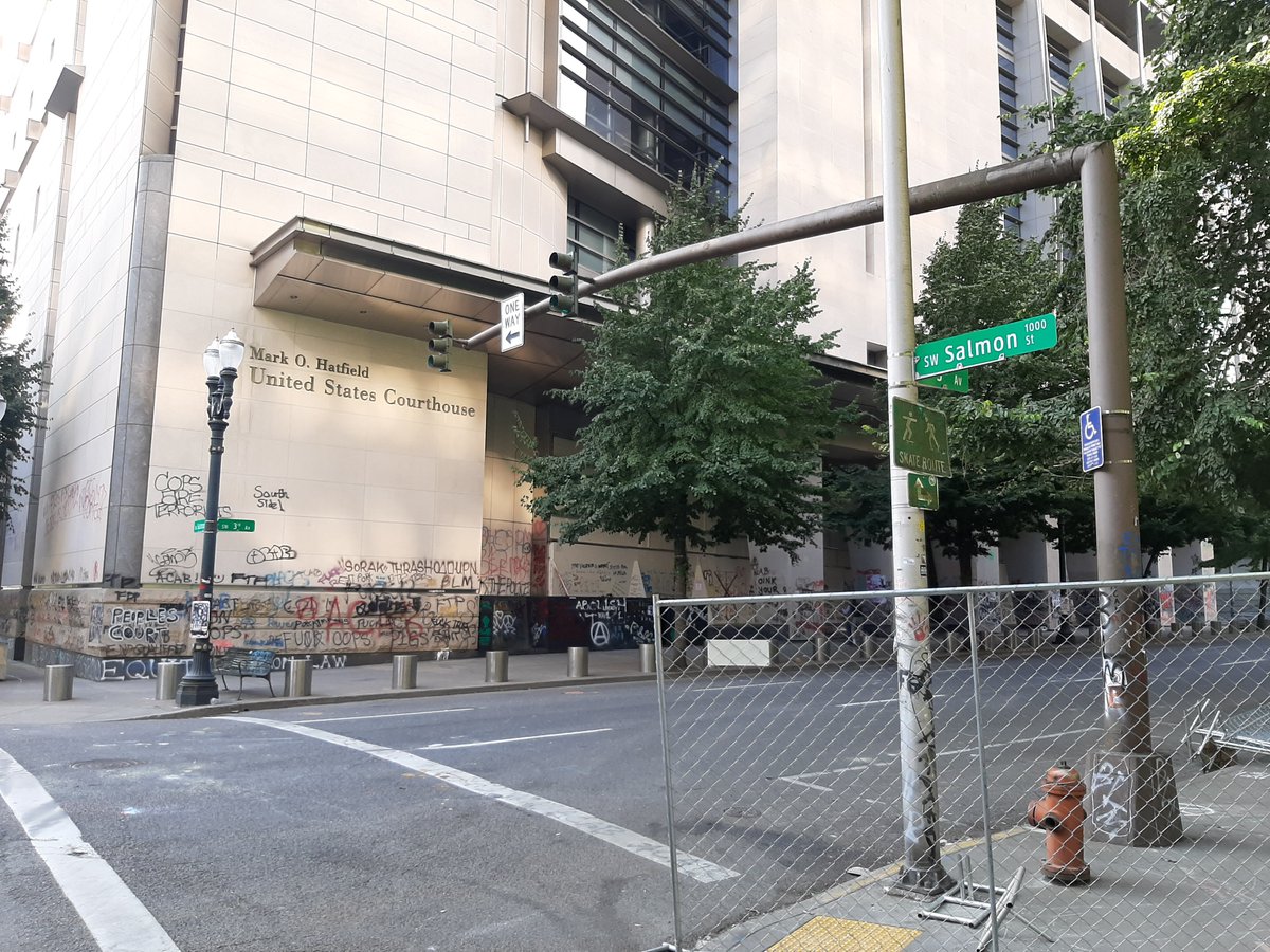 One last look at the Federal Courthouse.And this is more or less what downtown has looked like for the bulk of the ~50 days of protest. It would be interesting to know the economic impact of all of this nd how many workers and small businesses have been impacted.