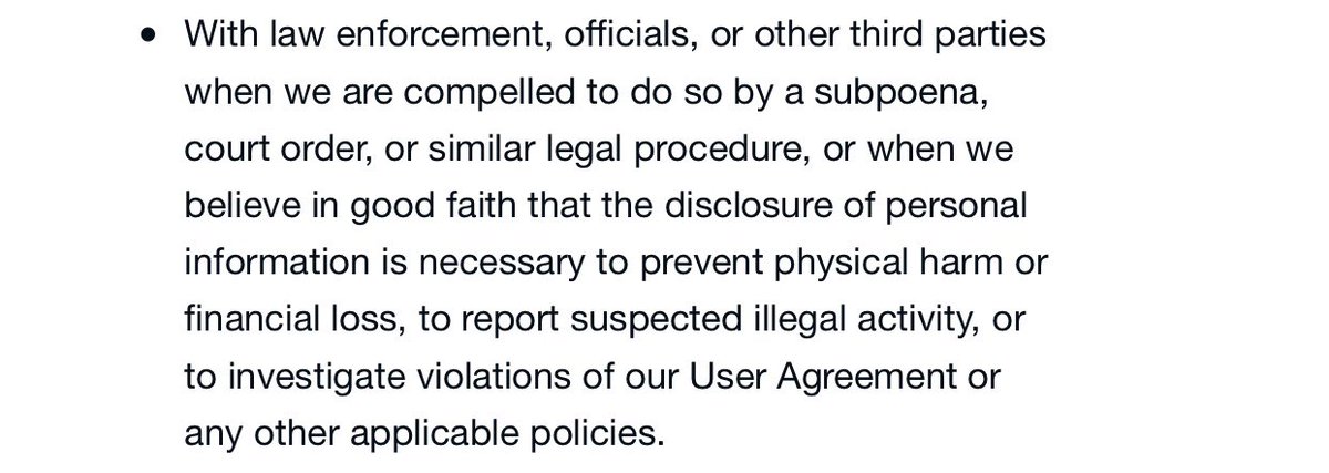 8/18 Typically, law enforcement would need a subpoena to access your personal information. But there is room for interpretation in CB's privacy policy. And no clear guarantee they won't combine private & public data. Here are a couple screen shots from their website.