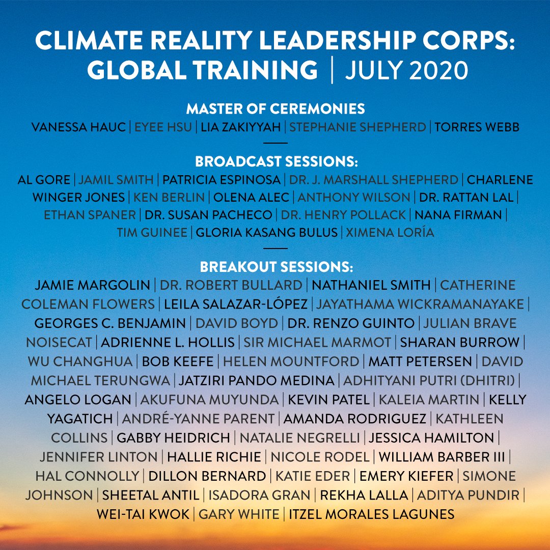 ClimateReality's tweet photo. Today, our first virtual Climate Reality Leadership Corps Global Training begins, bringing together some of the world’s top experts and climate activists! 
Registration for this training is closed, be the first to hear about future trainings: https://t.co/qKX3FxWwDV 🌎  ➡️ https://t.co/ZYWFNwAwLM