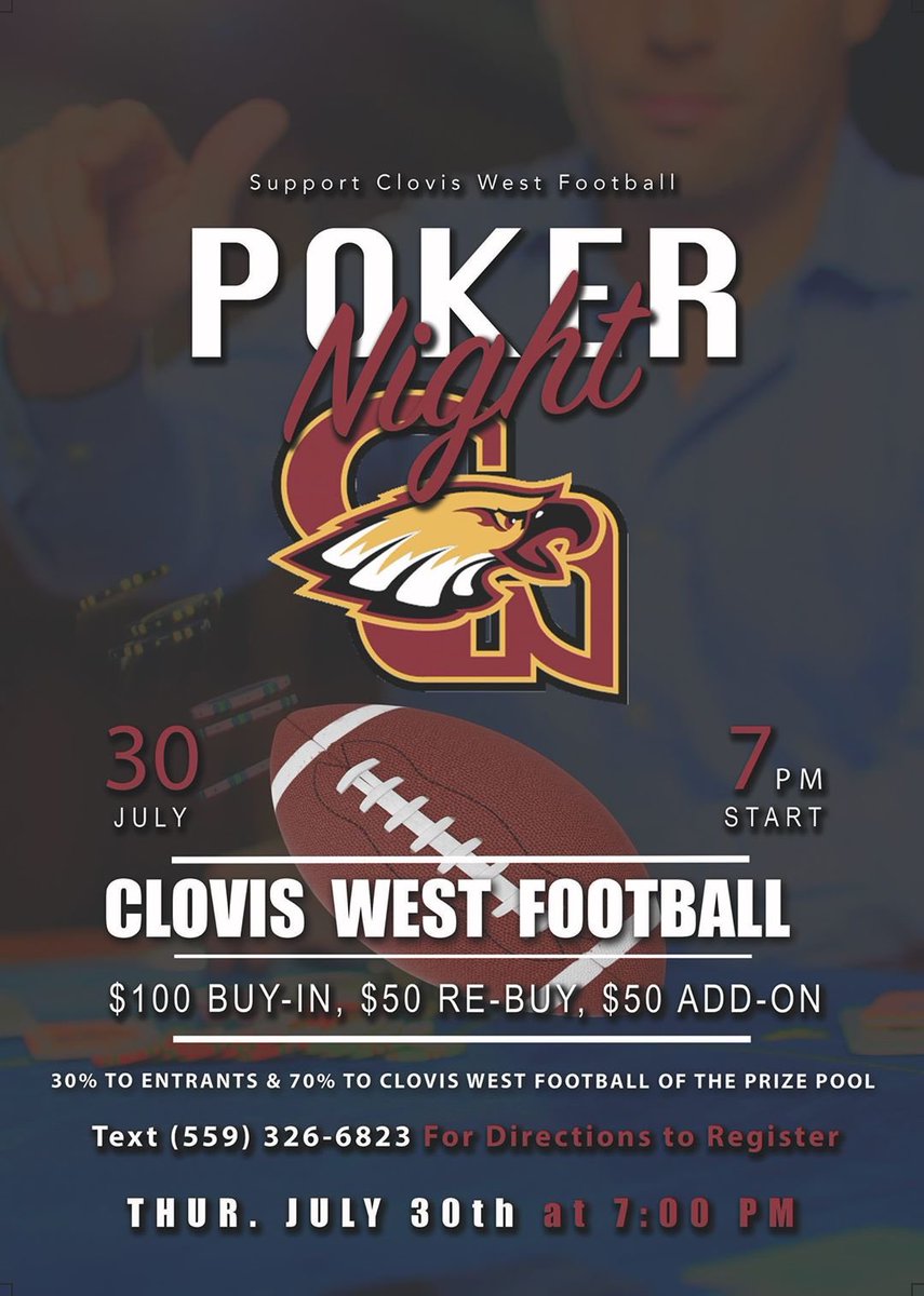 Come join poker♦️♣️♥️♠️ night for Golden Eagle football. What an awesome opportunity to play poker, support a great cause, win some money and social distance all at the same time!🦅🏈