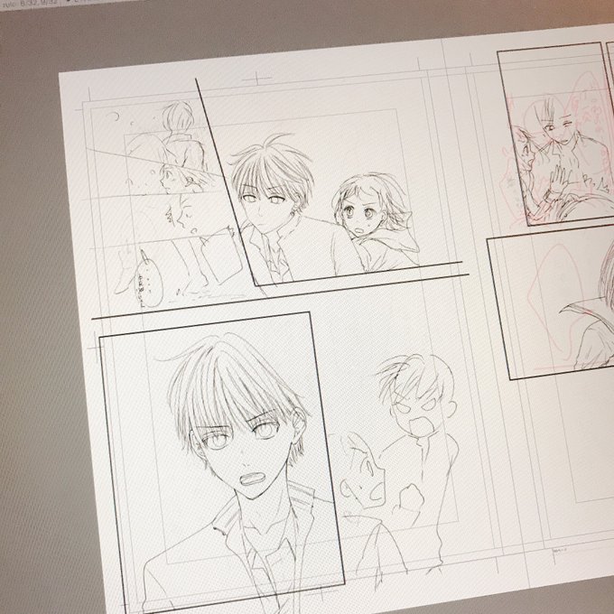 左上のコマ割り血迷いすぎ?
これ最初のネームに無いコマだったんだけど、少女漫画の勉強し直した時にもっと胸キュンシーン入れなきゃって無理やり入れたんだと思う?
手を引っ張られたならときめくだろうという安易な…でもここはそういう雰囲気じゃ無いし全然いらないわ!カット!✂️ 