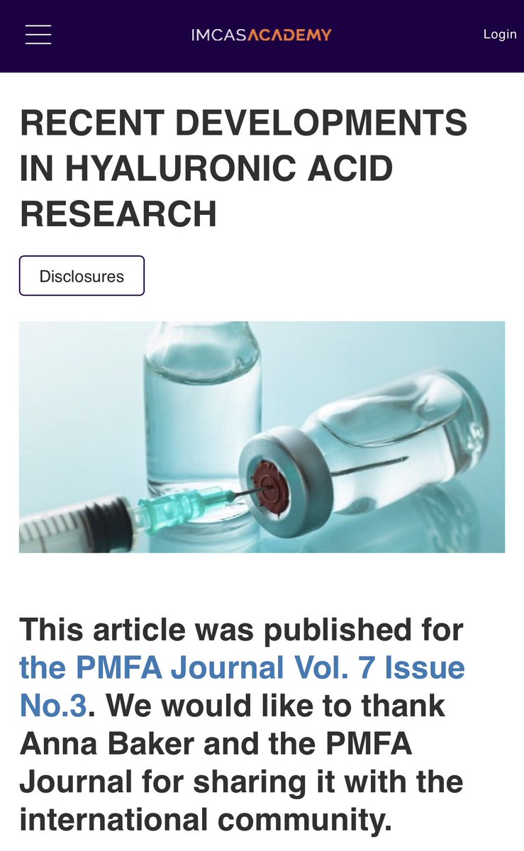 MissAnnaBaker's tweet image. A huge thank you to @PMFAJournal and @imcasacademy for sharing my article on #hyaluronicacid 🙏🏼 Read all about it here 👉🏼imcas.com/en/academy/blo…💻
