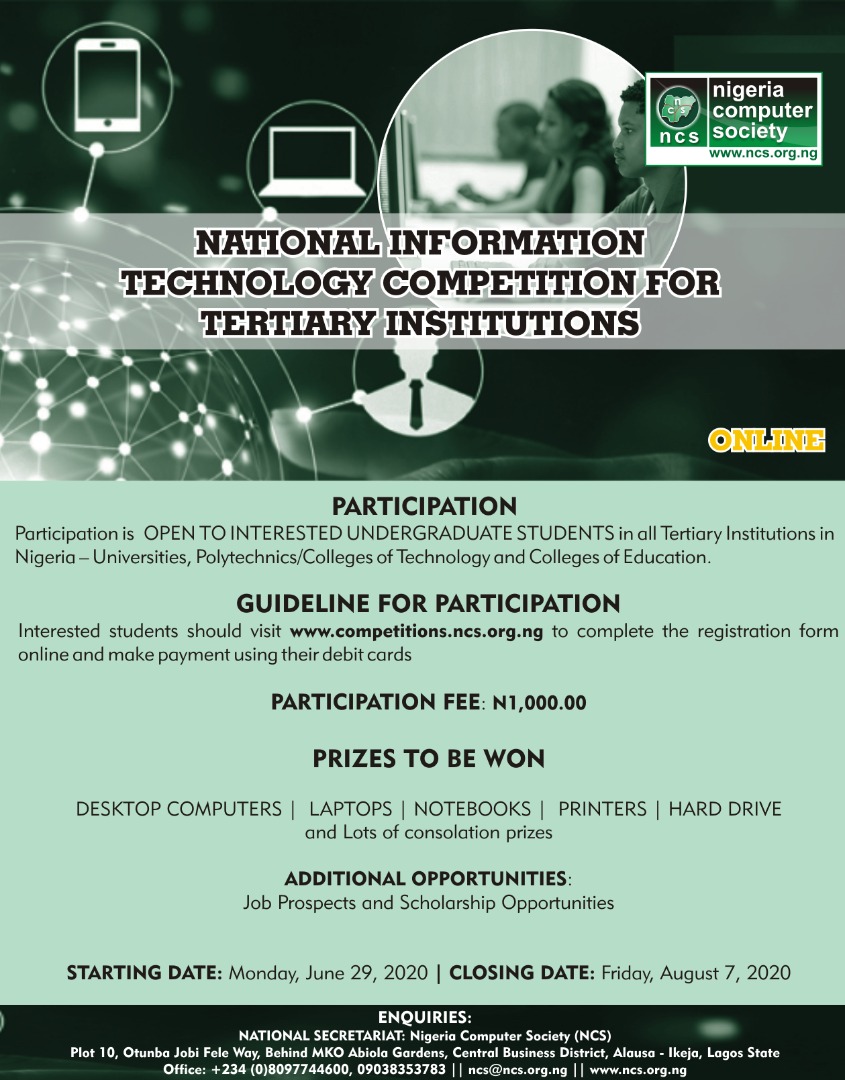 NigeriaComputer's tweet photo. ...visit https://t.co/UNjoFJzH8g today to register for this year's conference holding online in August.
@ProfOsinbajo @DrIsaPantami @ProfSodiya @KashifuInuwa @BCS_Policy @cyber @FMoCDENigeria @NITDANigeria 
#EATI2020 #NCSConference #Industry4.0 #StaySafe https://t.co/z0wNbk7jbn