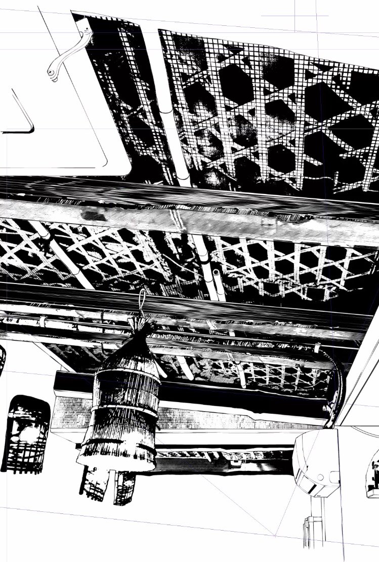 背景を描いています。
うん、新技術…かなりイイ!!

…ただやり過ぎかな…。細かすぎるかも。 