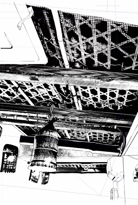 背景を描いています。
うん、新技術…かなりイイ!!

…ただやり過ぎかな…。細かすぎるかも。 