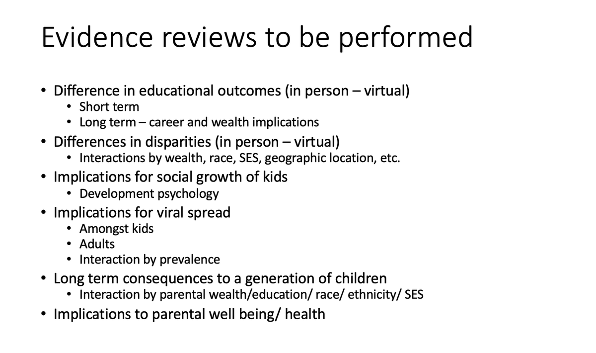 Second, before you even have an opinion, you should read or perform an evidence review on at least these topics (probably more)These reviews are likely to be massive. Probably 1000-2000 pages in total (just a guess from doing such work)