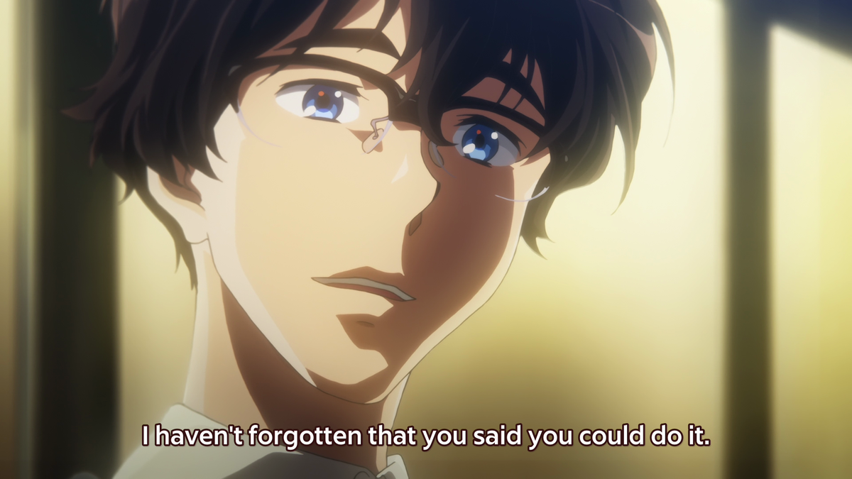 Taki is the perfect anime teacher. He's critical, but he cares deeply about his students and genuinely wants to see them succeed. This is nicely shown here as Taki says he knows Kumiko can play the part with enough practice, thus igniting the spark in Kumiko even further.