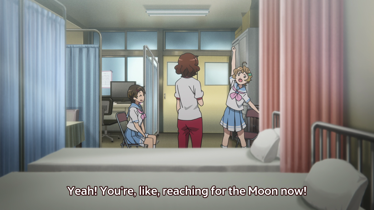 Sapphire kept mentioning how Kumiko was reaching for the moon yet Kumiko didn't understand her lines. Kumiko is often compared to a euphonium, so the toy reaching the moon means Kumiko is now reaching grand heights and has found the route to get there!